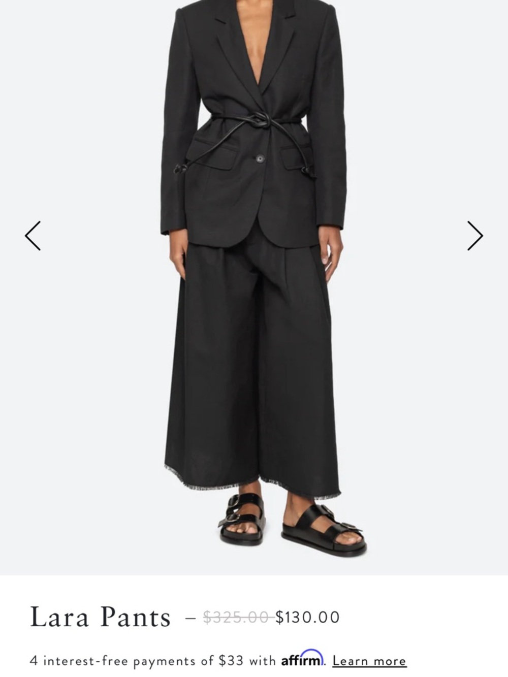 Sea New York Black Linen Pleated Wide Leg Lara pants - Picture 9 of 9